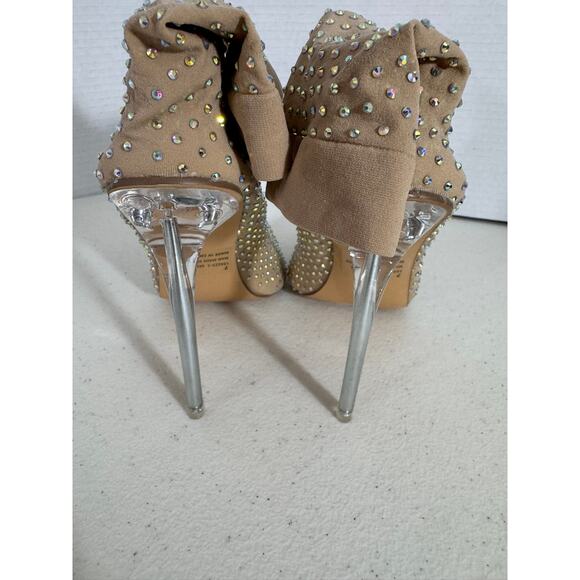 "FASHION NOVA" Kitten Toe Bling Slip On Sock Heel Sexy Sassy Runway Floor Model - Picture 6 of 11